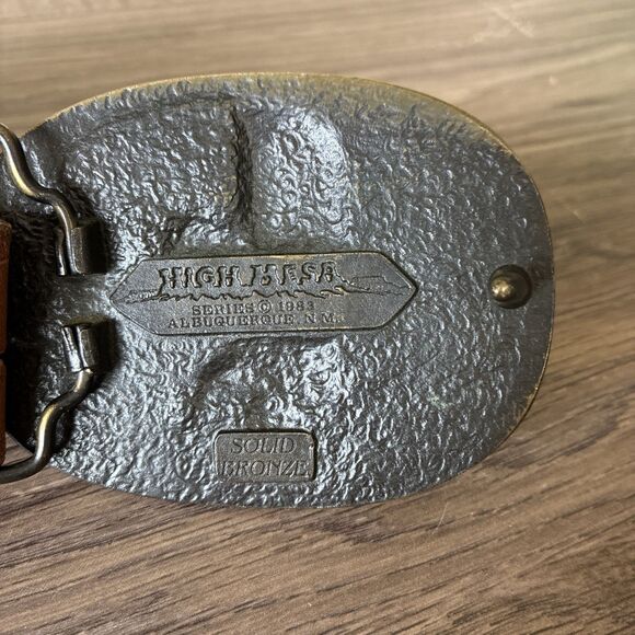 VTG High Mesa American Eagle Solid Bronze Belt Buckle & Leather Belt, Size 36 main image 10
